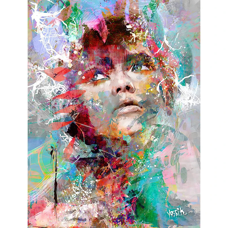 Modern Abstract Woman Face Wall Art Canvas Painting Graffiti Posters and Prints Girl Portrait Street Pop Art Pictures Home Decor