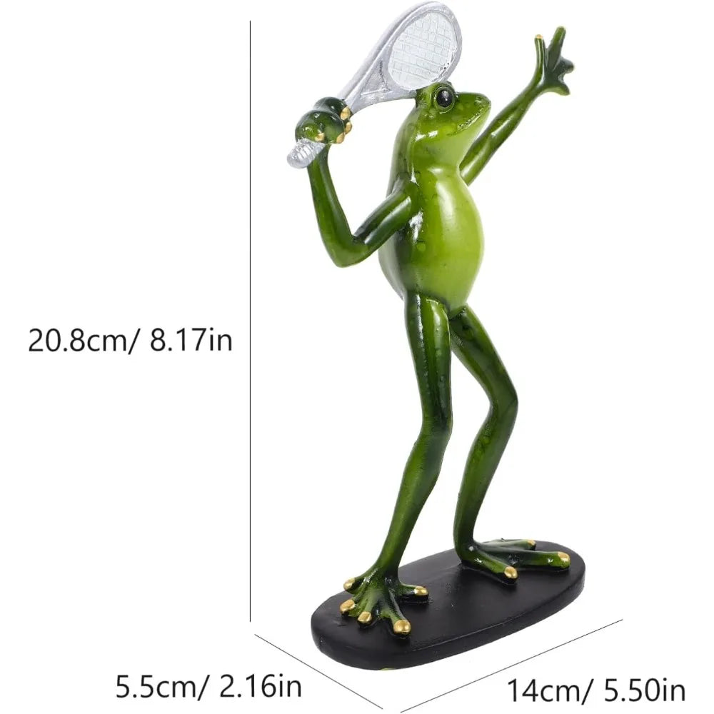 Frog Garden Statue Tennis Frog Statue Animal Decoration Frog Outdoor Sculpture Courtyard Garden Decoration Home Furnishing