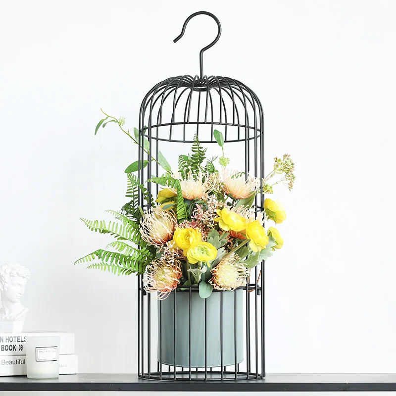 Birdcage wrought iron flower ware, garden art soft decoration home furnishing, ornament simulation flower ware, designer model r