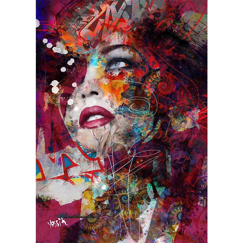 Modern Abstract Woman Face Wall Art Canvas Painting Graffiti Posters and Prints Girl Portrait Street Pop Art Pictures Home Decor