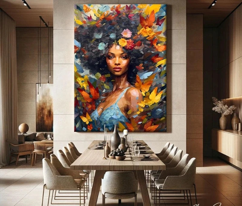 African Women Art Painting Poster Colourful Abstract African American Wall Art African Canvas Paintings Home Bedroom Decor