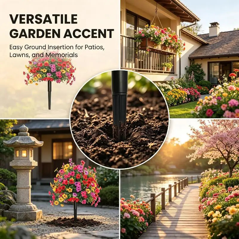 Artificial Flower,Artificial Petunias With Ground Stake, 18