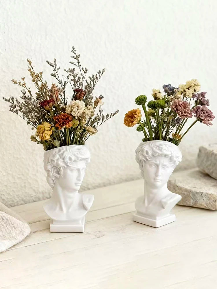 David Art Statue Flowerpot for Inserting Dried Flowers and Simulating Flowers Home Living Room Bedroom Decoration Gift