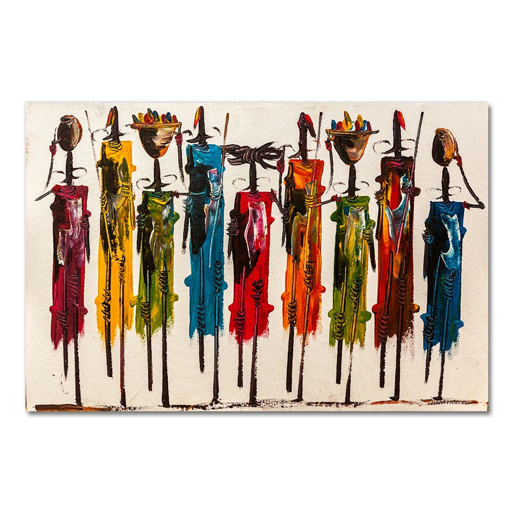 Abstract African Woman Oil Painting on Canvas Posters and Prints Wall Art Portrait Pictures for Living Room Home Decor No Frame