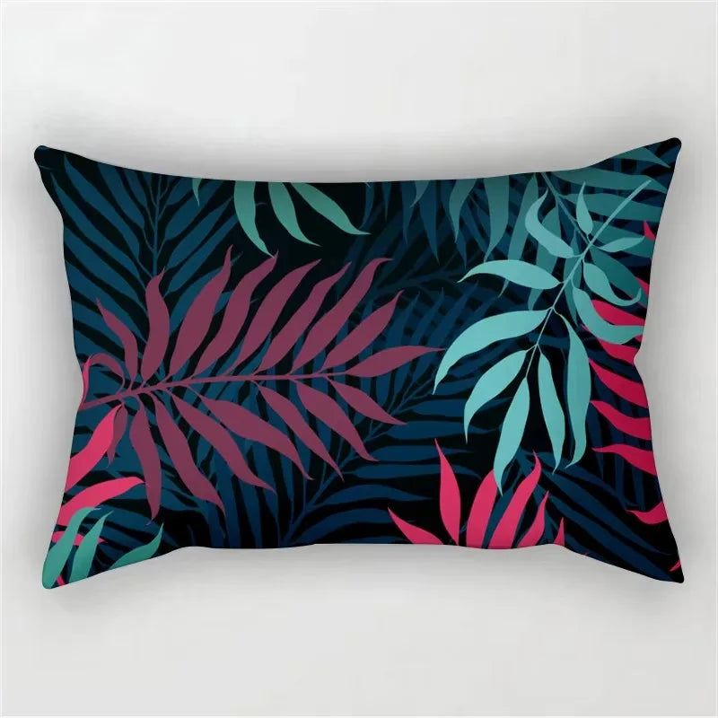 30X50cm Green Tropical Leaf Pattern Printing Decorative Living Room Backrest Home Furnishing Polyester Rectangular Pillowcase