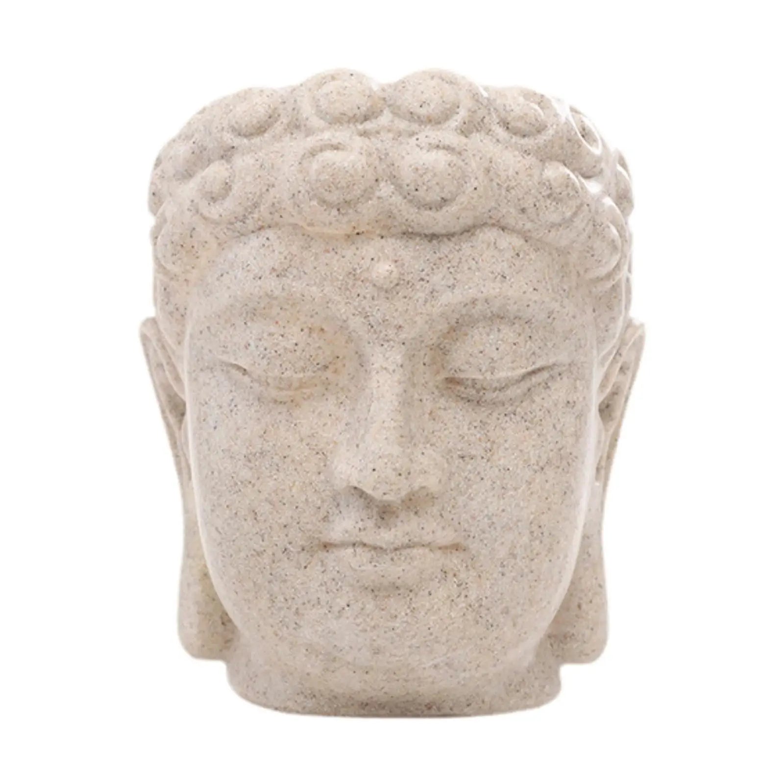 Buddha Head Figurine Flower Pot Plant Container Resin Desktop Ornament Planter for Patio Desk Shelf Indoor Outdoor Home Decor