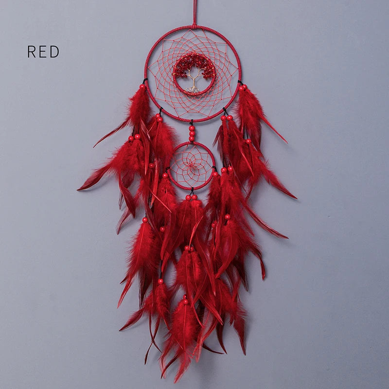 Dream Catcher Living Room Hanging Ornaments Crystal Tree of Life Hand-woven Wind Chimes Birthday Festival Gifts Home Decorations