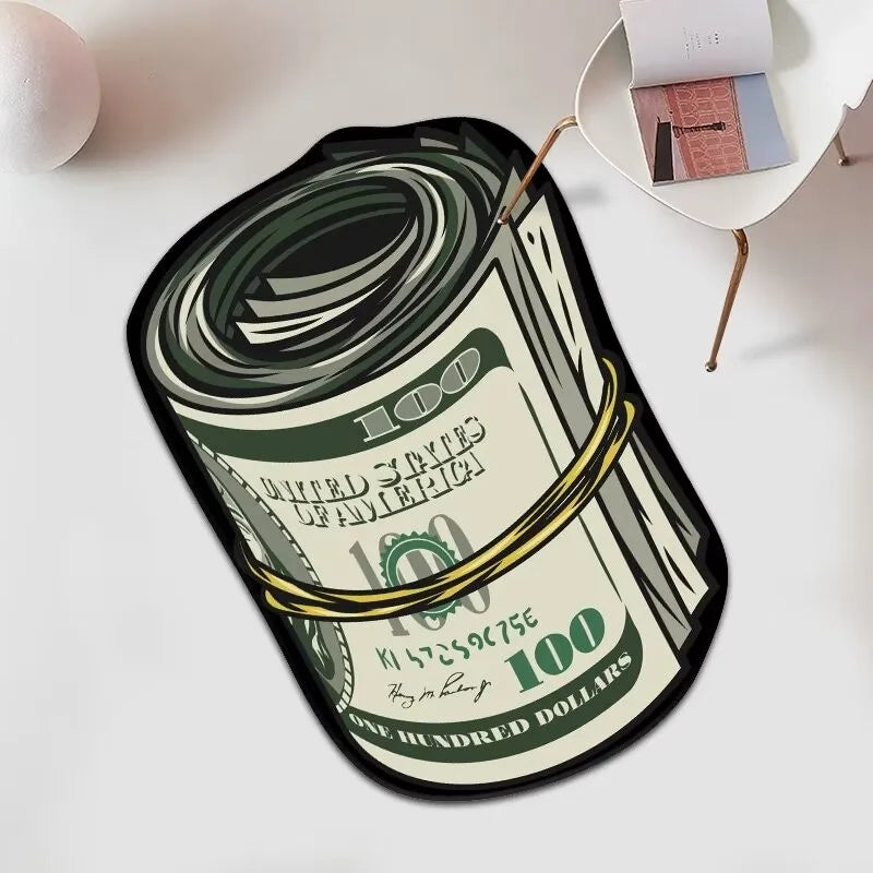 VIKAMA Trendy Printed US Dollar Note Floor Mat - Unique Design, Personalized, Anti-Slip, Home Decorative Carpet