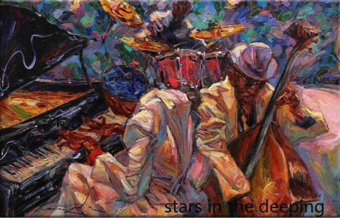 Abstract Ernie Barnes Artworks African Black Women Jazz Music Art Poster Canvas Painting Wall Print Picture for Room Home Decor