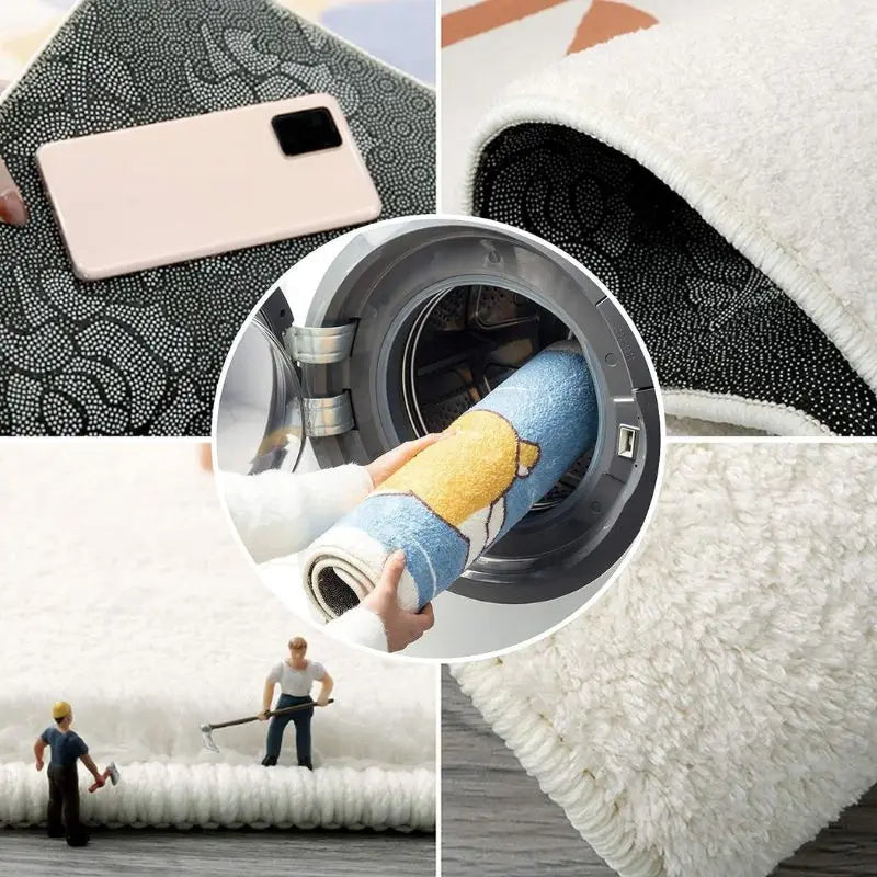 VIKAMA Alphabet Shaped Faux Sheep Velvet Carpet Soft Non-Slip Bathroom Floor Mats Bedroom Kitchen Rugs Home Decoration
