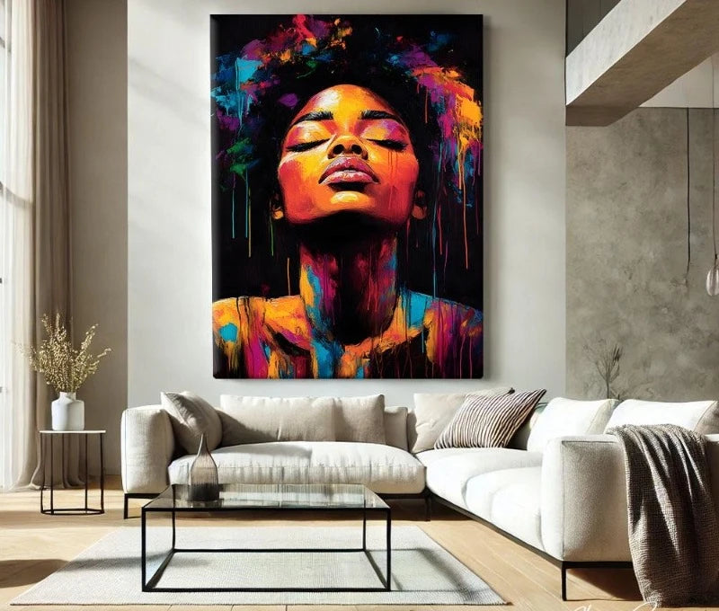 African Women Art Painting Poster Colourful Abstract African American Wall Art African Canvas Paintings Home Bedroom Decor