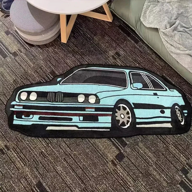 VIKAMA Car-Themed Boy'S Room Rug, Soft-Pile Car Enthusiast Floor Mat, Suitable For Bedrooms, Headboard Pad, Boy'S Gift