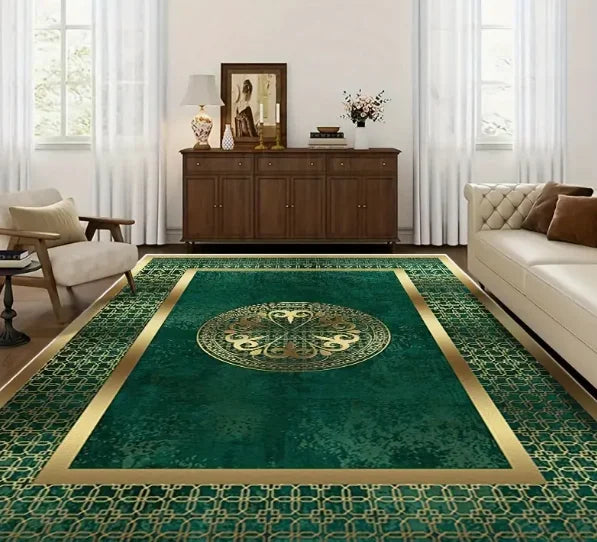 Black Luxury Chenille Mat Bohemian Floral Persian Mat Machine Washable Living Room Bedroom Entryway Black Boho Floor Mats (2)