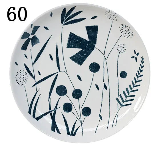 Eastern Horse Decorative Plate Plant Bird Parrot Illustration Dish Round Ceramic Tray for Home Decoration Luxury Porcelain Craft