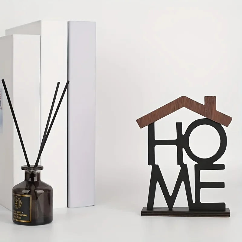 Wooden Home Letter Table Decor, Creative Hollow Home Sign Wooden Craft Ornament for Living Room Desktop Shelf Decor Shelf Decor