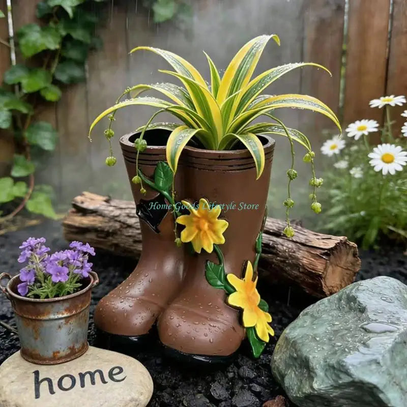 E74E Boot Planter Decorative Planter Boot Design Flower Pot Gardens Home Decors Gift