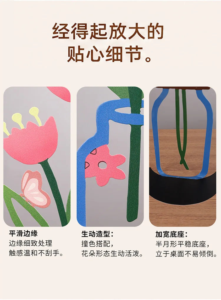 Nordic Iron Art Hollow Flower Vase Metal Line Craft Home Decor Atmosphere Ornament