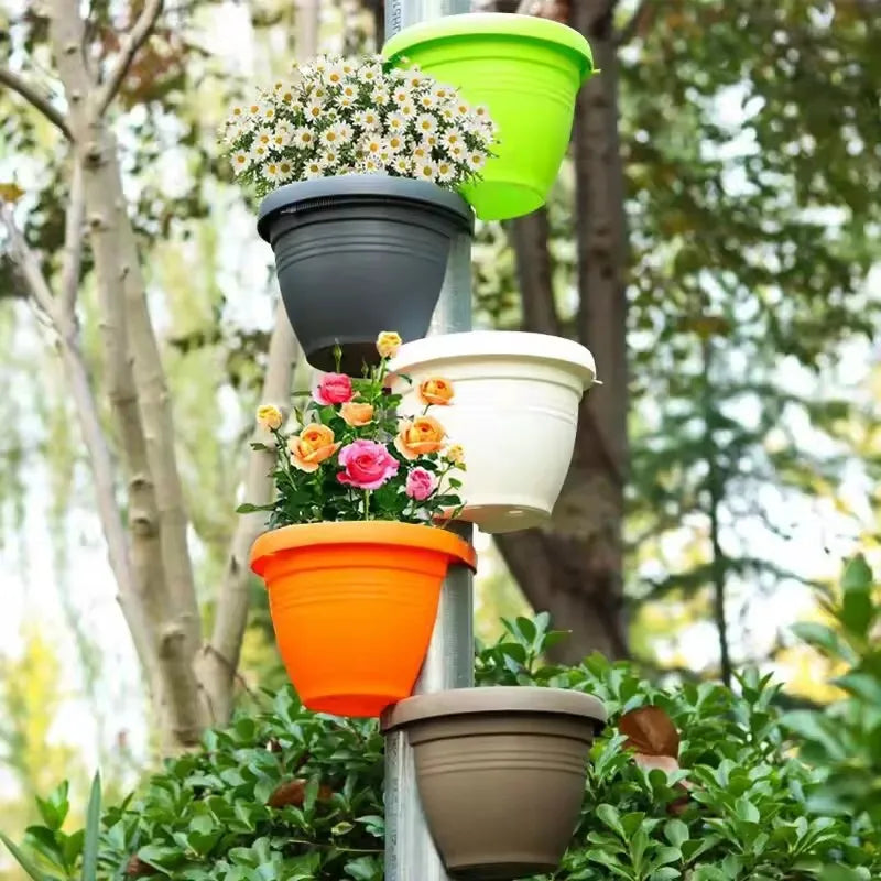 Hanging Flower Pot Creative Basket Storage Gutter Downspout Flowerpot Indoor Useful Railing Hanging Planter Plastic Flower Pot