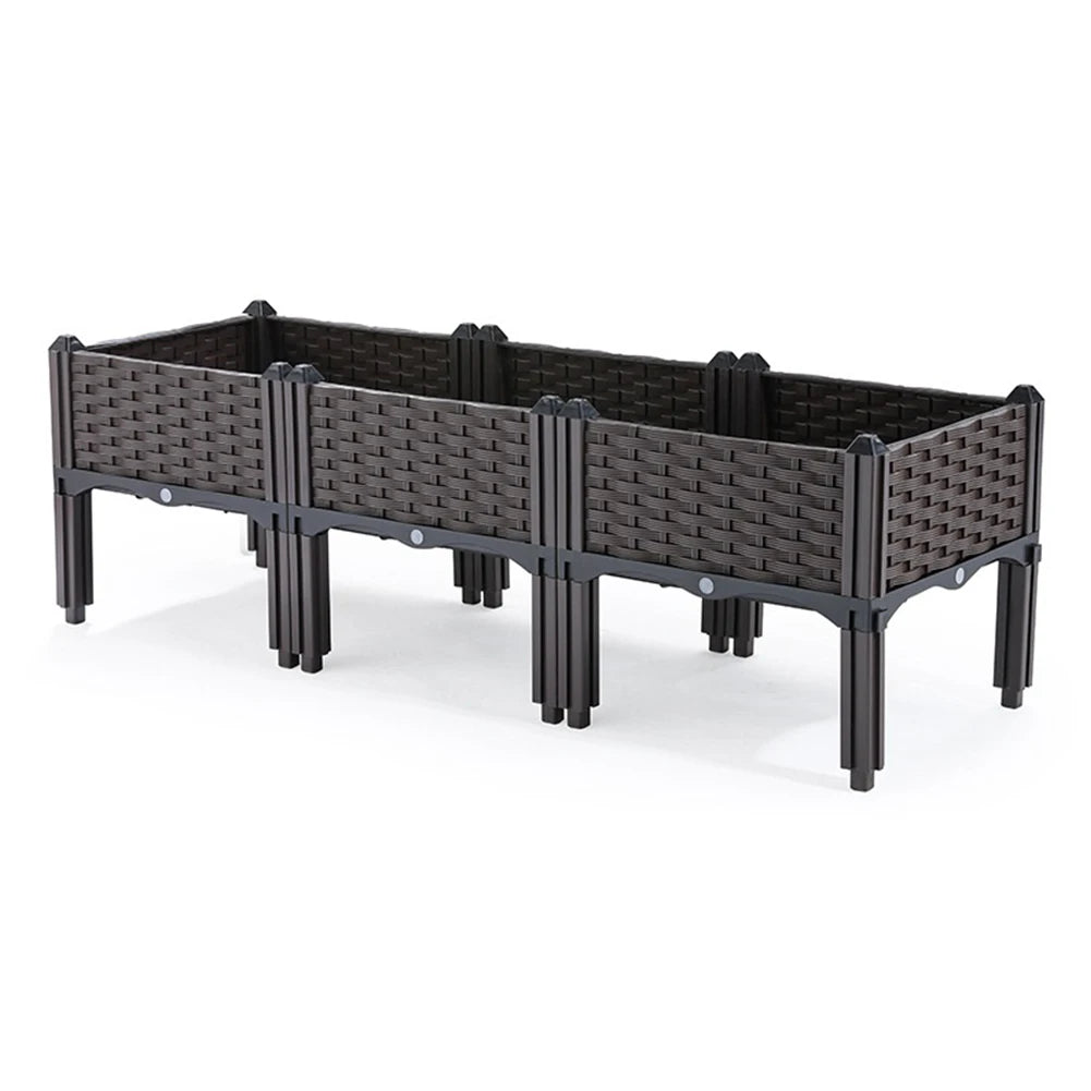 Plastic Planting Container with Legs Raised Planter with Drainage Holes Raised Bed for Patio Flower Fruit Herb Vegetable Growing