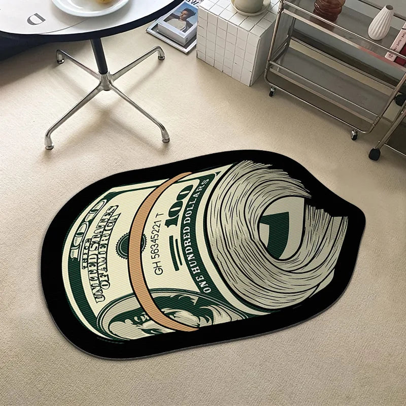 VIKAMA Trendy Printed US Dollar Note Floor Mat - Unique Design, Personalized, Anti-Slip, Home Decorative Carpet