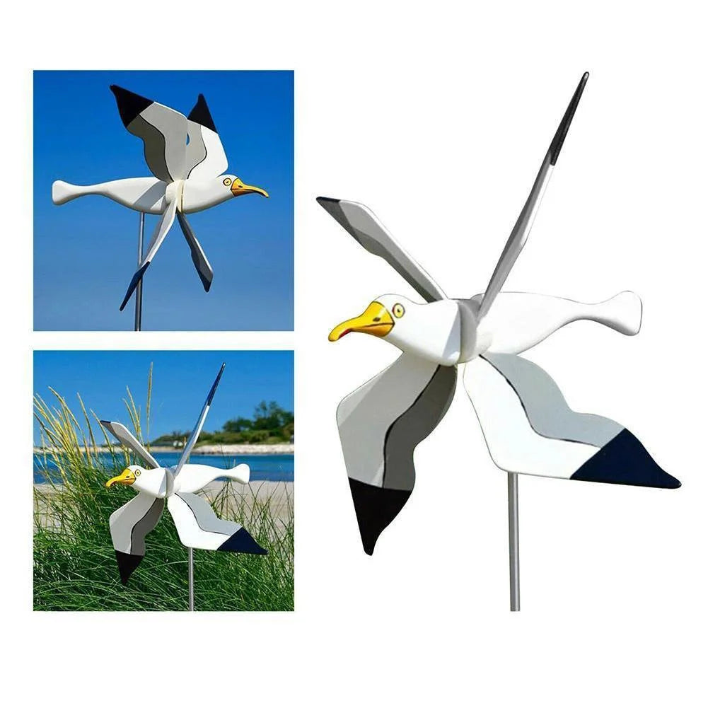 Outdoor Beach Grassland Garden Seagull Windmill Holiday Simulation Bird Personalized Courtyard Decoration Gift Accessories