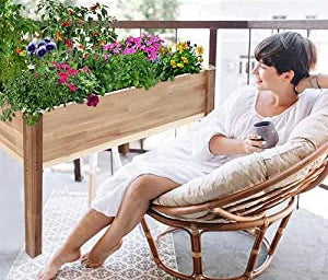 Wood Raised Garden Bed Large Wooden Planter Box Flower Herb Gardening Beds Outdoor With Legs