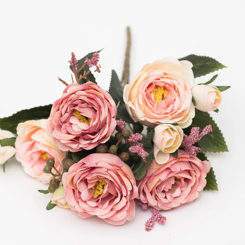 Artificial Flowers Peony Home Wedding Room Autumn Decora Festival Party Garland Outdoor Garden Diy Gifts Furnishing Silk Roses