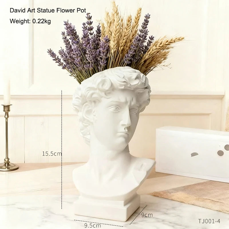 David Art Statue Flowerpot for Inserting Dried Flowers and Simulating Flowers Home Living Room Bedroom Decoration Gift