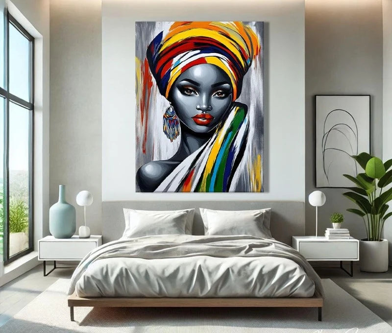 African Women Art Painting Poster Colourful Abstract African American Wall Art African Canvas Paintings Home Bedroom Decor