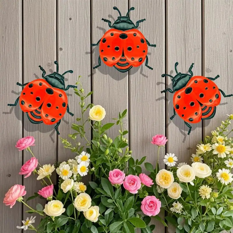 New 1/3pcs Iron Bees Ladybugs Butterflies Wall Decor Garden Decoration Outdoor Indoor Metal Craft Vibrant Home Furnishings