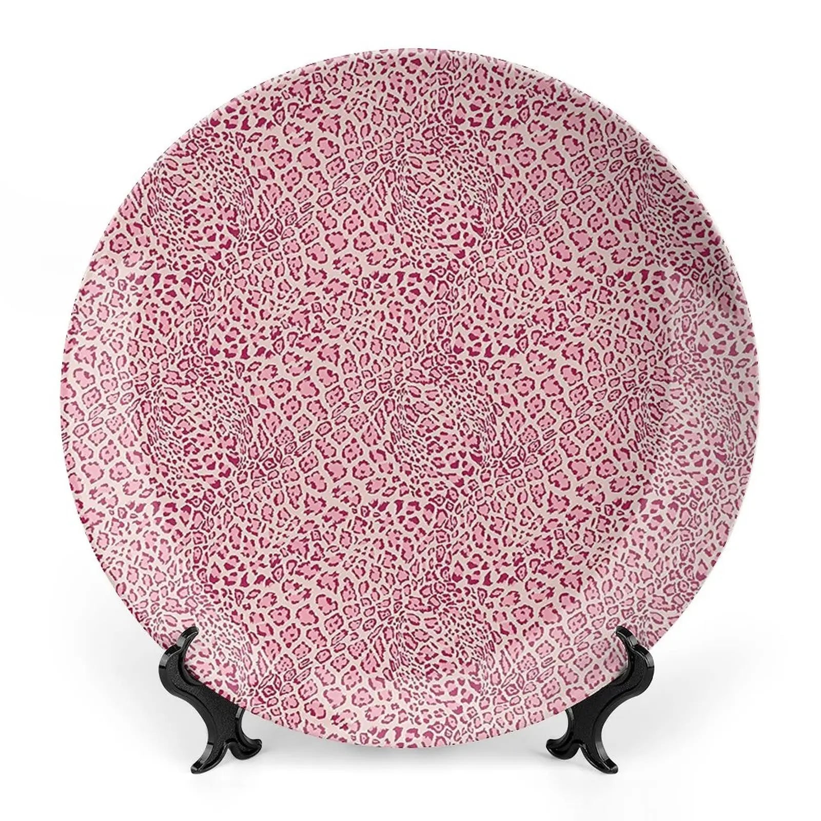 Leopard Print Porcelain Plate, African Pattern Print Ceramic Wall Hanging Decor Accessory for Dining Table Tabletop Home Decor