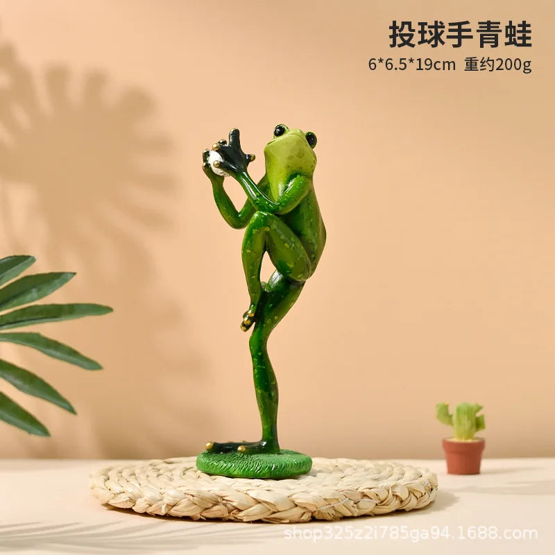 Frog Garden Statue Tennis Frog Statue Animal Decoration Frog Outdoor Sculpture Courtyard Garden Decoration Home Furnishing