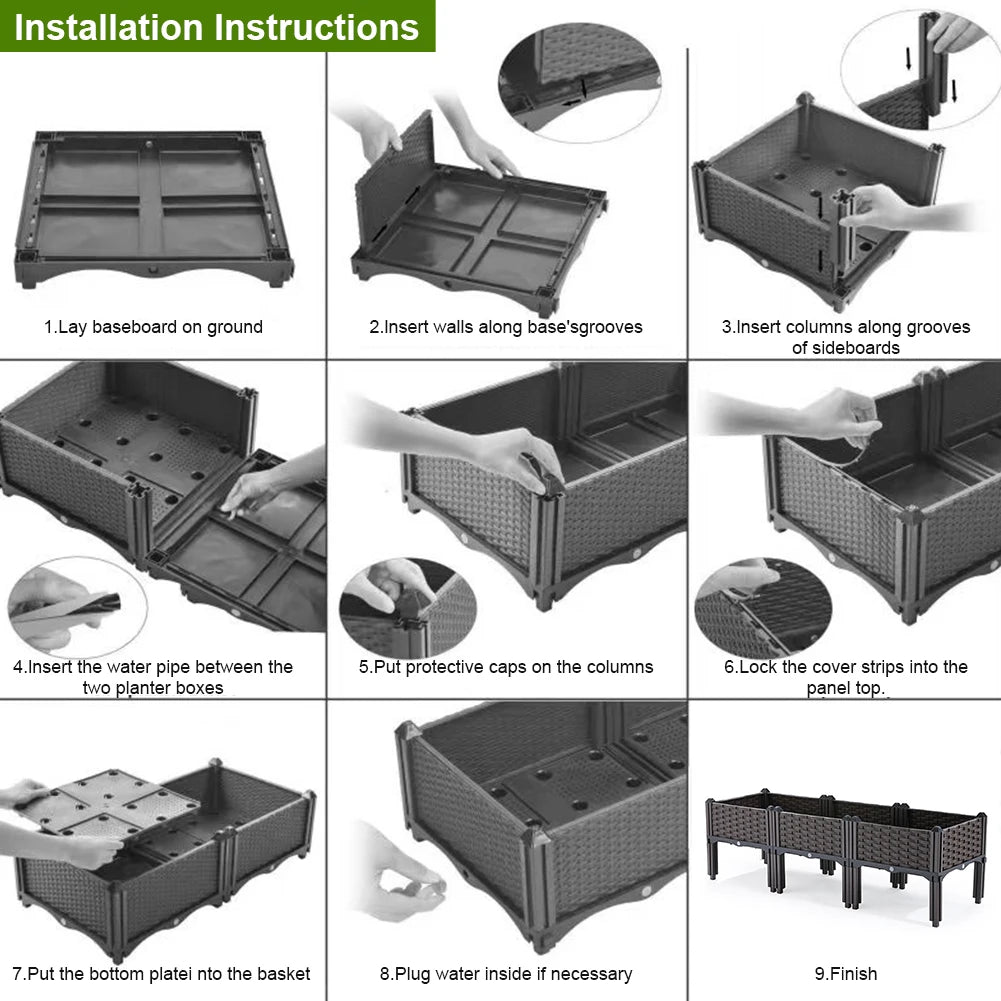 Plastic Raised Garden Bed with Leg Planter Box with Drain Hole Planting Container Elevated Propagation Box Balcony Vegetable Pot