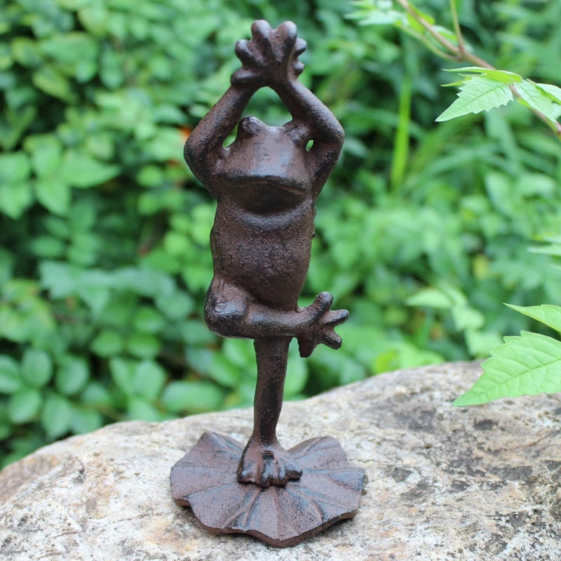 Cast iron yoga frog ornament garden potted plant rockery landscaping desktop small animal living room soft furnishing home decor