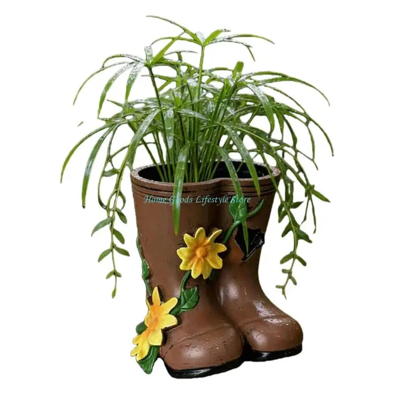E74E Boot Planter Decorative Planter Boot Design Flower Pot Gardens Home Decors Gift