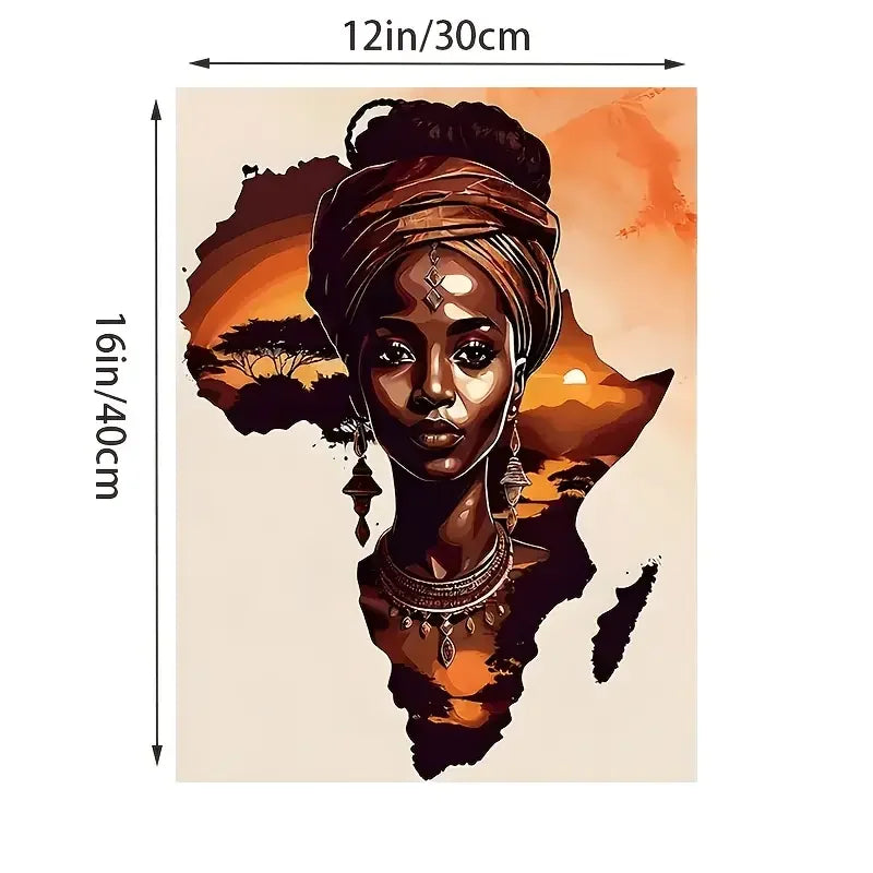 Modern African Tribal Women Canvas Art Print - Frameless, Waterproof Abstract Wall Decor for Living Room, Bedroom, Office, Dinin