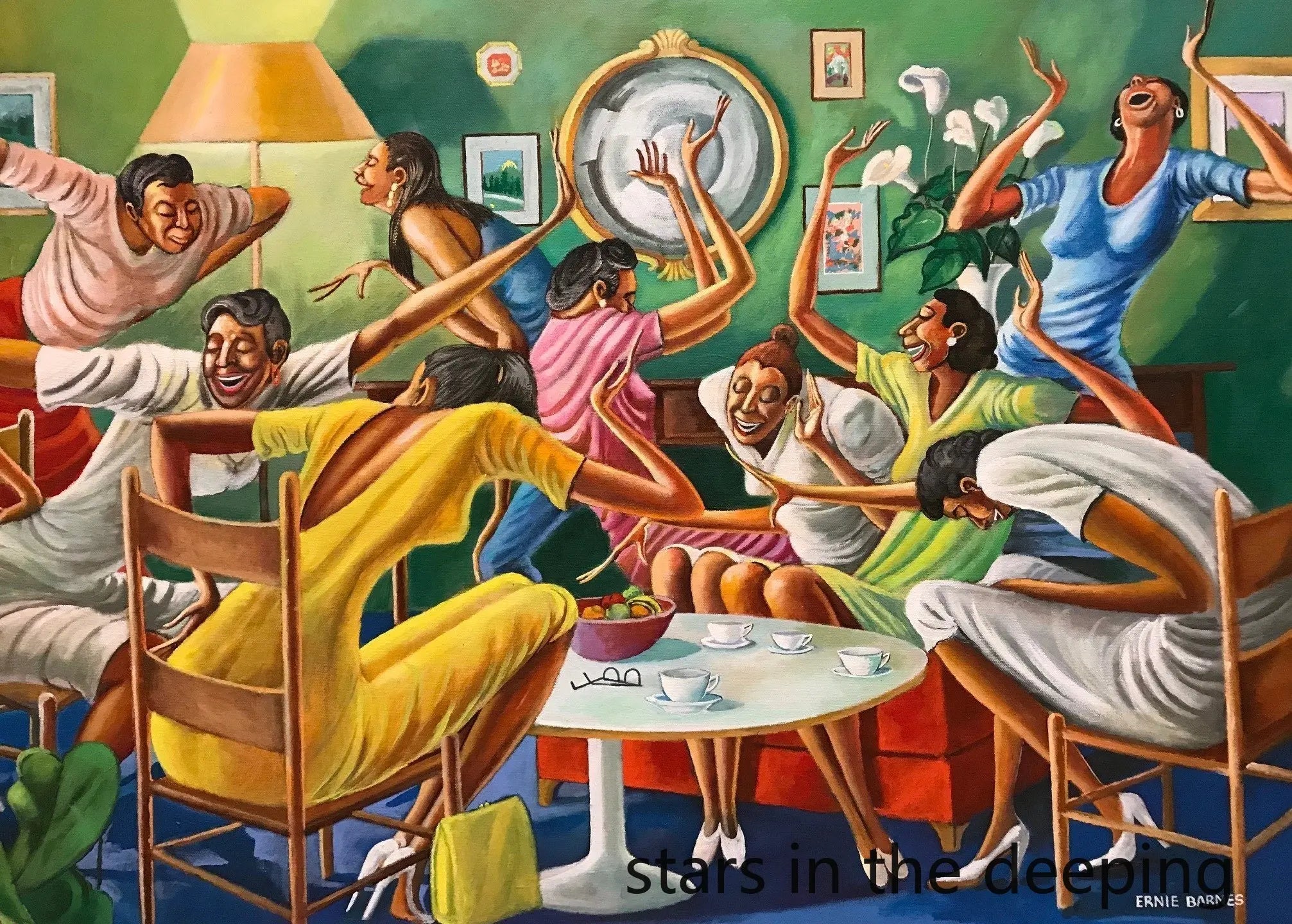 Abstract Ernie Barnes Artworks African Black Women Jazz Music Art Poster Canvas Painting Wall Print Picture for Room Home Decor