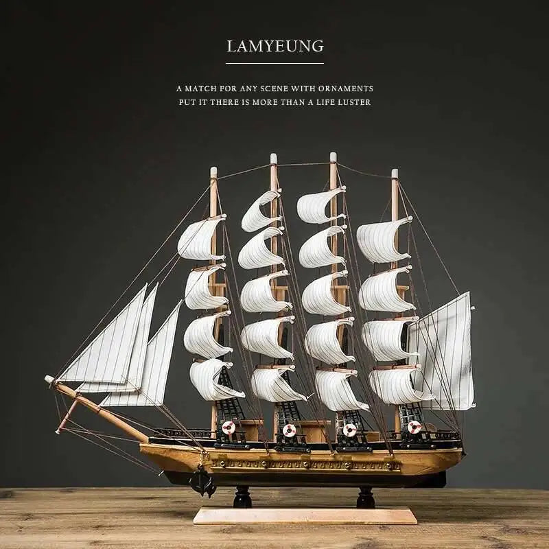 Naotical Lifelike Miniature Wooden Pirate Sail Ship Model Marine Decoration Accessories Modern Arts Office Home Decor Souvenirs