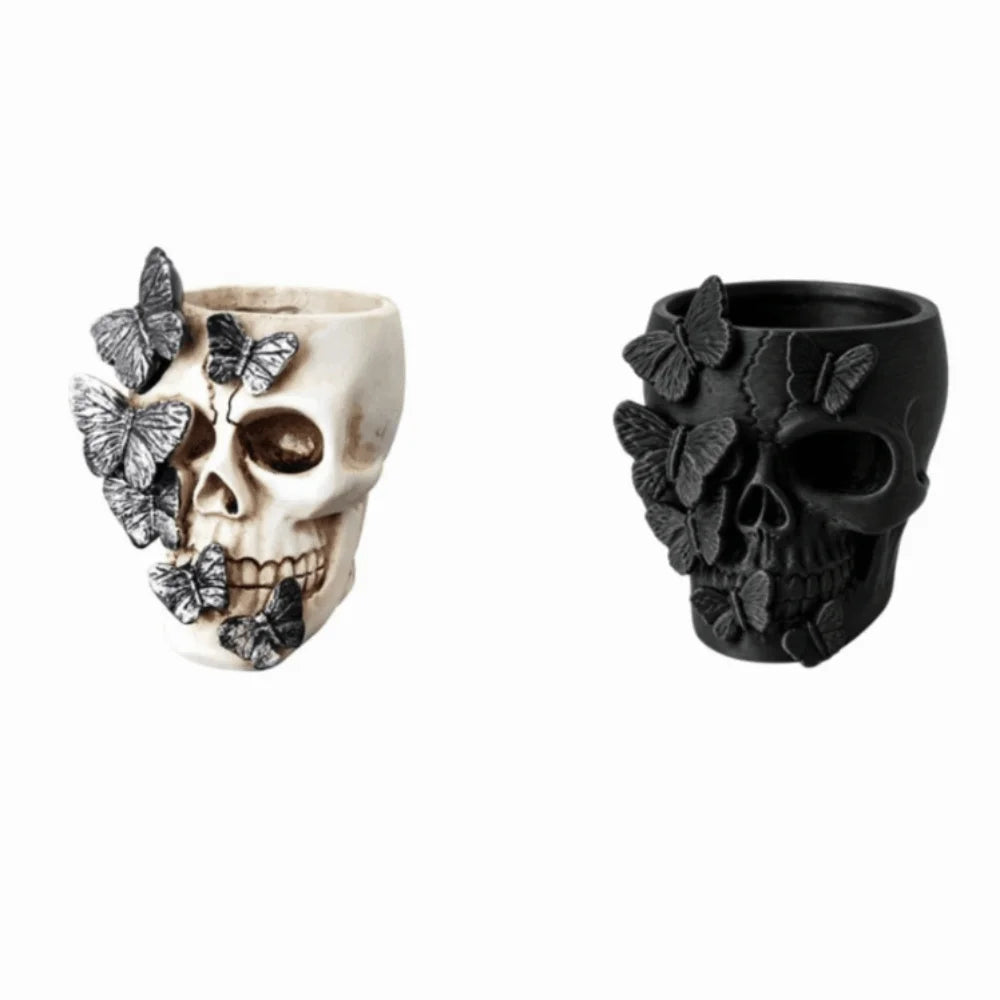 Gothic Butterfly Skeleton Statue Funny Home Decorations Flower Pot Vase Large Capacity Halloween Skull Ornaments Home