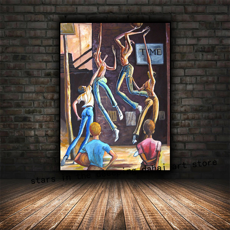 Abstract Ernie Barnes Artworks African Black Women Jazz Music Art Poster Canvas Painting Wall Print Picture for Room Home Decor