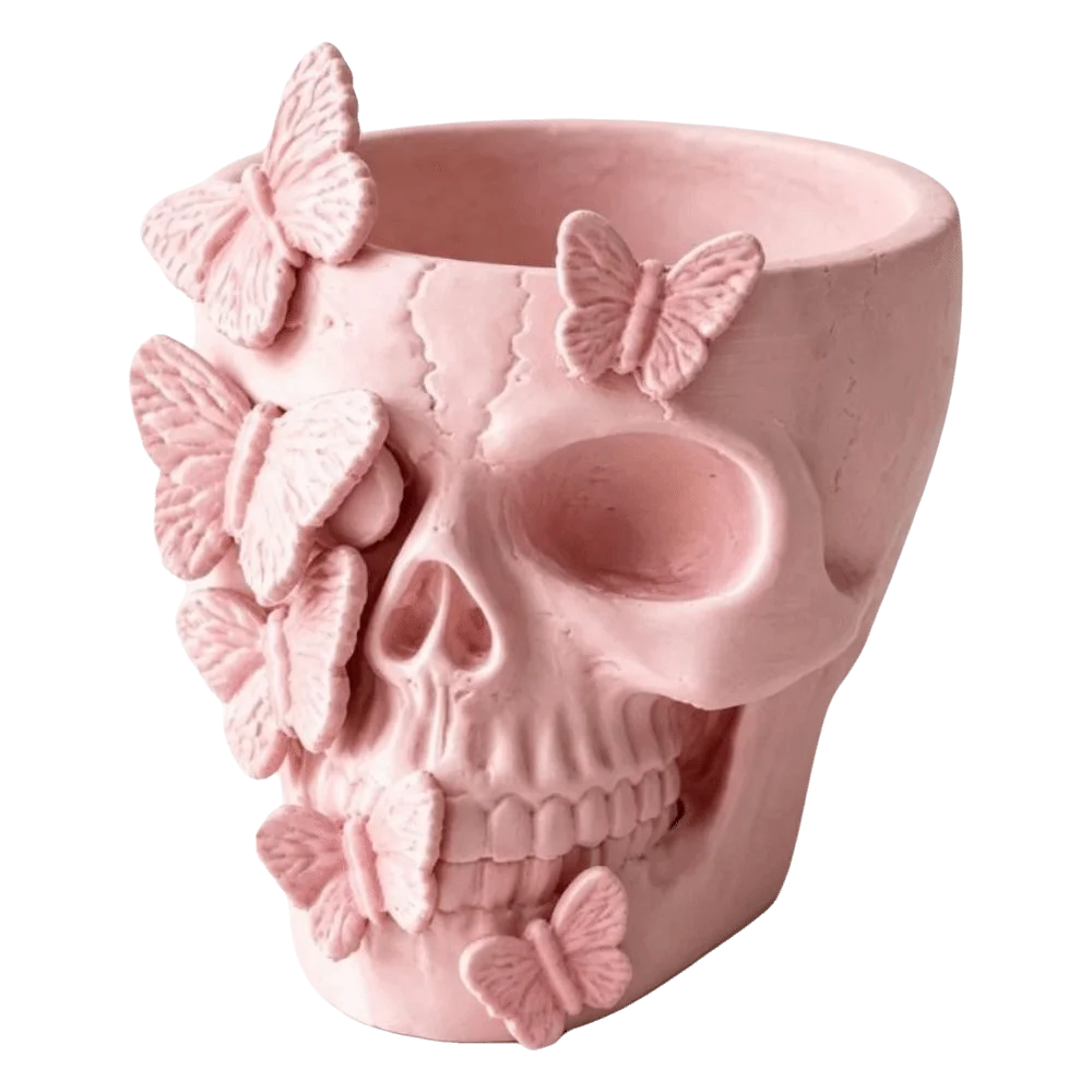 Gothic Butterfly Skeleton Statue Funny Home Decorations Flower Pot Vase Large Capacity Halloween Skull Ornaments Home