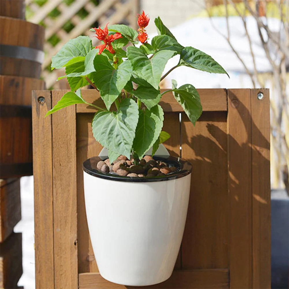 Wall-mounted Flower Pot Automatic Water-absorbing Plastic Green Dill Soil Or Hydroponics System Pot For Wall Balcony Flower Pot