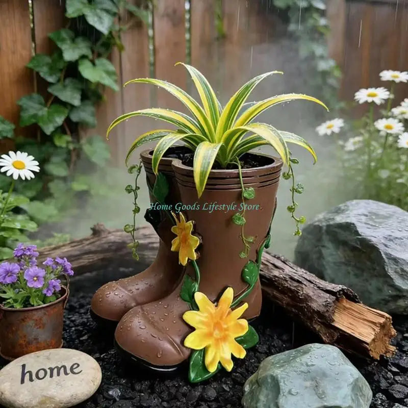 E74E Boot Planter Decorative Planter Boot Design Flower Pot Gardens Home Decors Gift