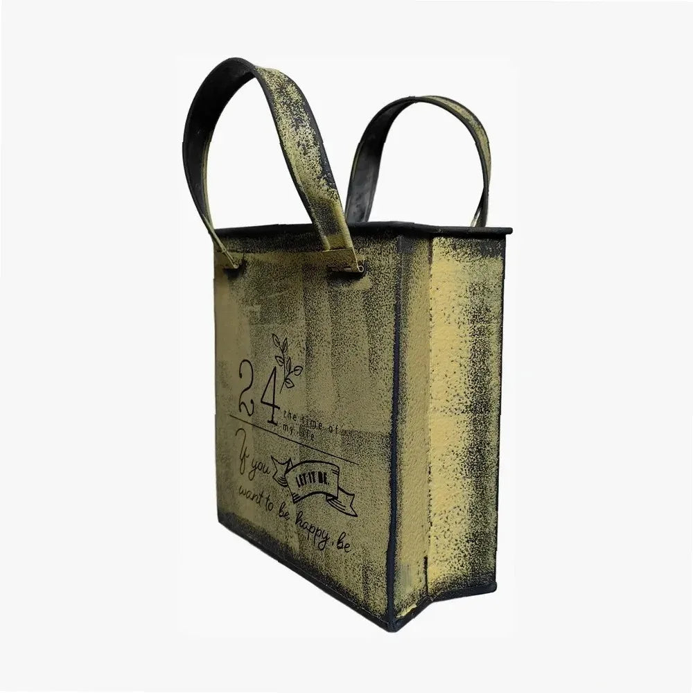 Iron Retro Handbag Shape Wall Mounted Flower Pot Home Furnishing Courtyard Garden Planting Decoration Metal Flowerpot Ornament