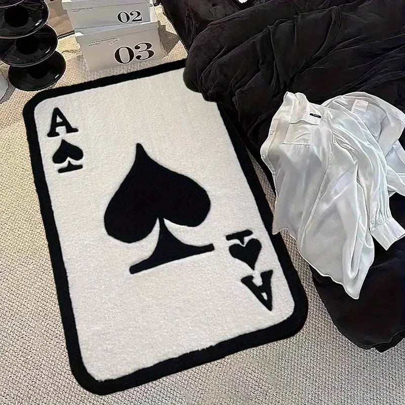 VIKAMA Trendy Ace of Spades Rug Soft and Comfortable Bedside Rug for Bedrooms Living Room and Bathroom Floor Mat Home Decor