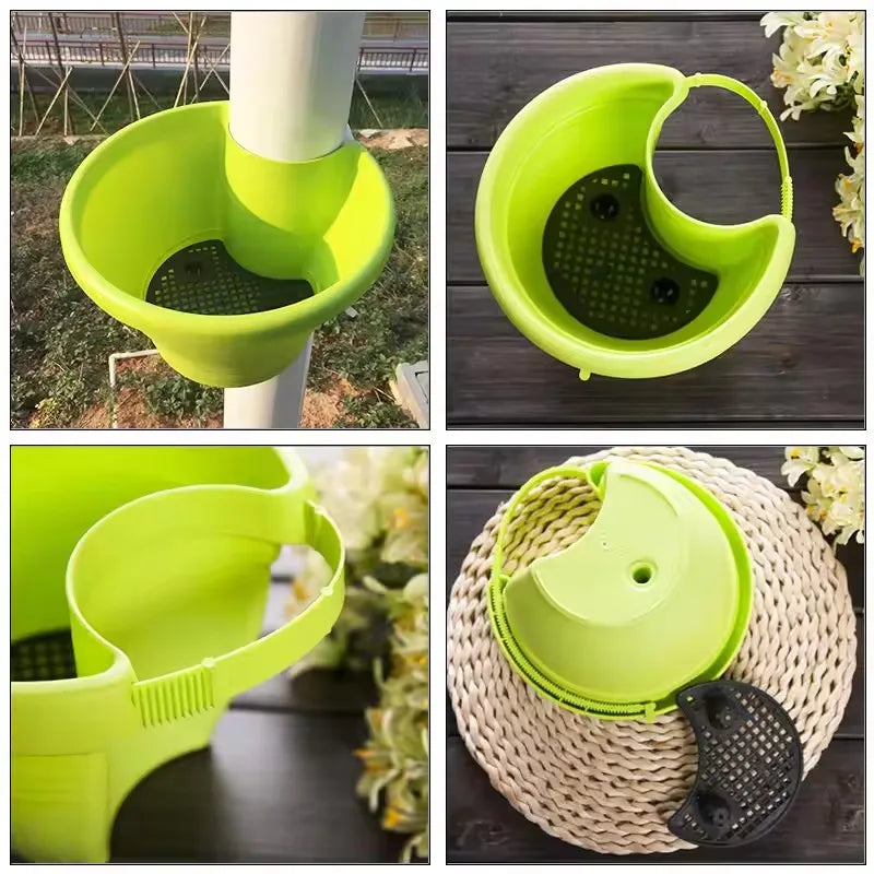 Hanging Flower Pot Creative Basket Storage Gutter Downspout Flowerpot Indoor Useful Railing Hanging Planter Plastic Flower Pot