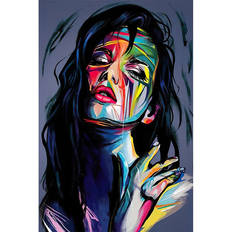Modern Abstract Woman Face Wall Art Canvas Painting Graffiti Posters and Prints Girl Portrait Street Pop Art Pictures Home Decor