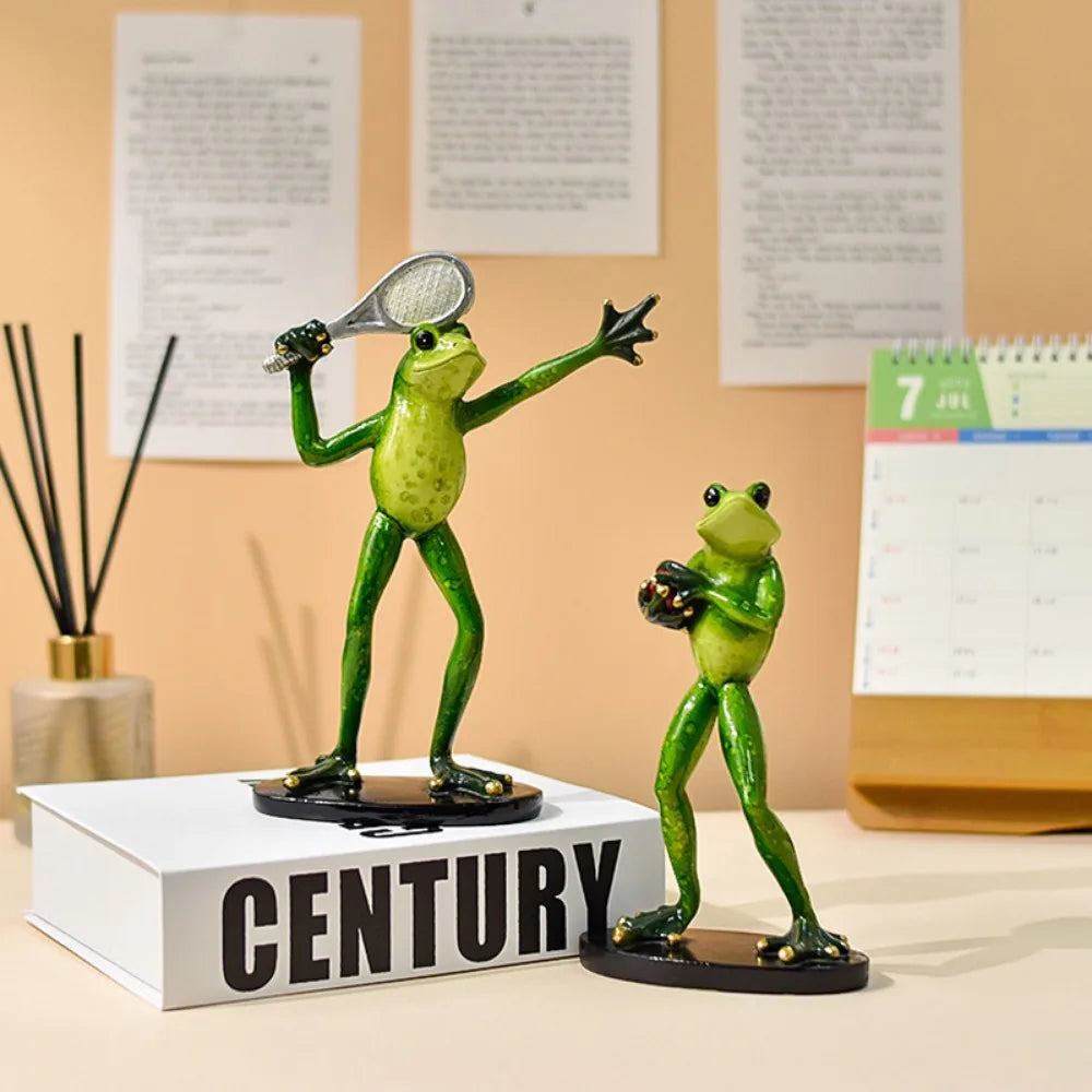 Frog Garden Statue Tennis Frog Statue Animal Decoration Frog Outdoor Sculpture Courtyard Garden Decoration Home Furnishing