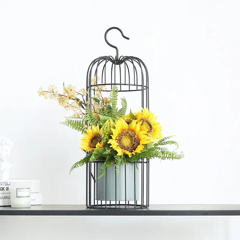 Birdcage wrought iron flower ware, garden art soft decoration home furnishing, ornament simulation flower ware, designer model r