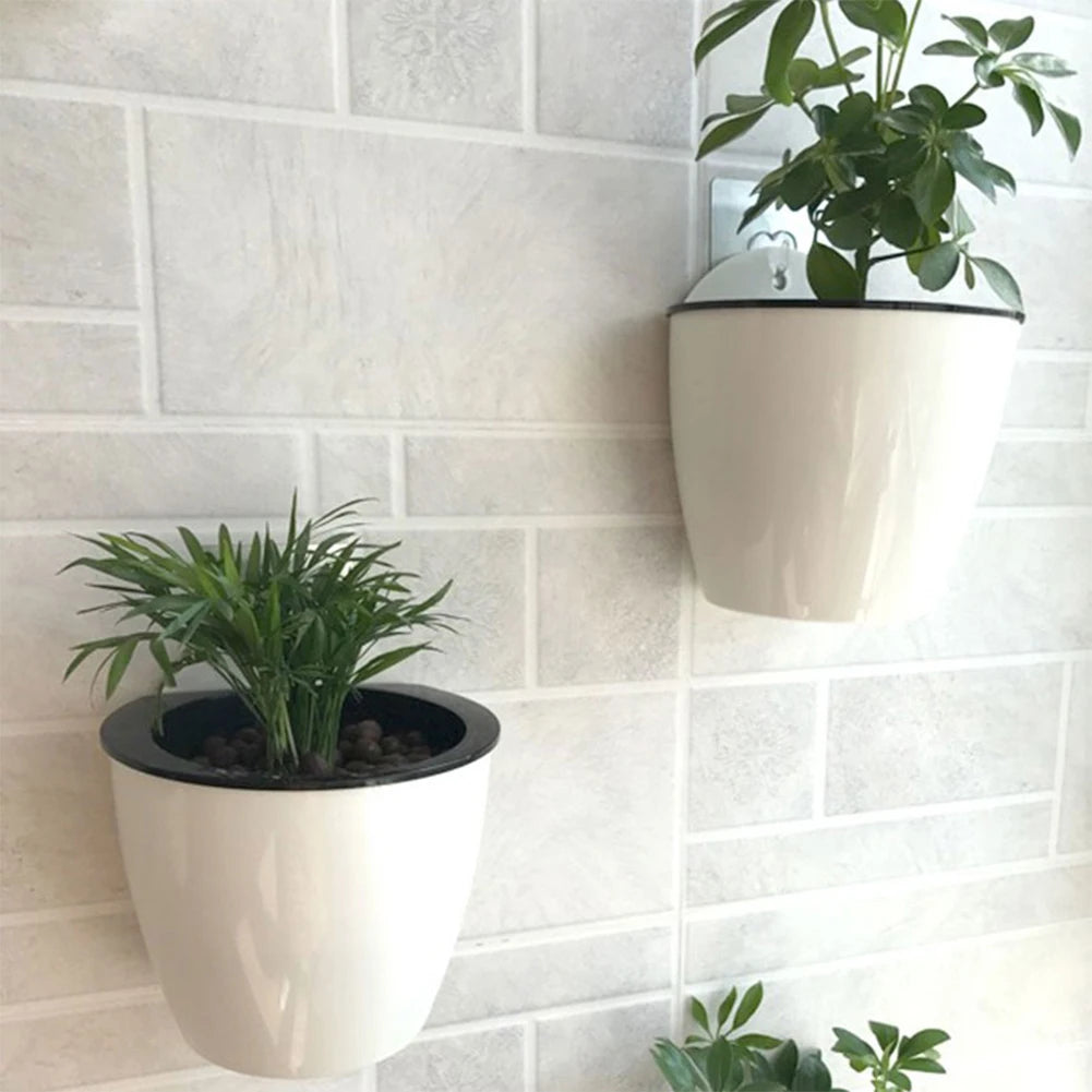 Wall-mounted Flower Pot Automatic Water-absorbing Plastic Green Dill Soil Or Hydroponics System Pot For Wall Balcony Flower Pot
